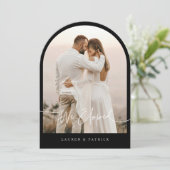 Minimale Arch Elopement-Hochzeitkarte Einladung (Stehend Vorderseite)