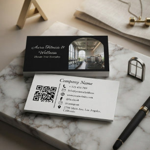 Minimale Arch Fitness Gym QR Code Schwarz Weiß Visitenkarte