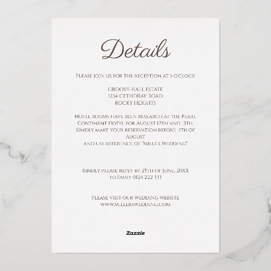 Minimale Arch Peach Fuzz Bold Wedding Folieneinladung (Rückseite)