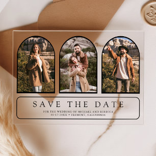 Minimale Architektur 3 Foto Hochzeit Save the Date Acryleinladungen