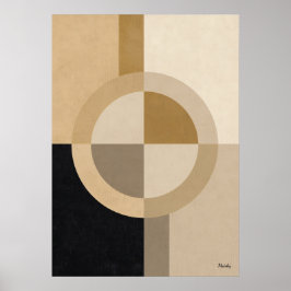Minimale Art Deco-Geometrie Kreis – Luxuriös Neutr Poster