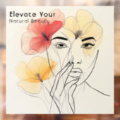 Minimale Art Line Blume Schönheitslogo QR Fensteraufkleber (Blatt 2)