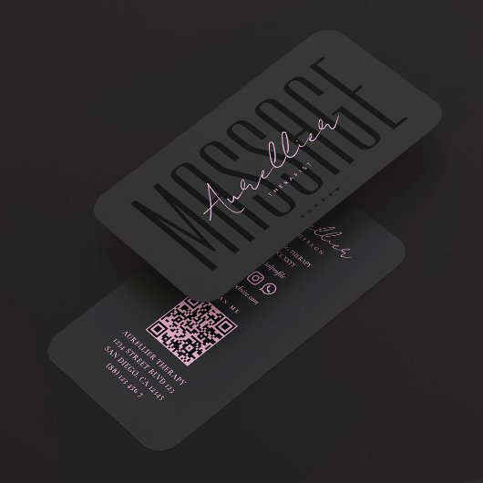 Minimale Ästhetik Rosa Schwarze Massagetherapeutin Visitenkarte