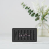 Minimale Ästhetik Rosa Schwarze Massagetherapeutin Visitenkarte (Stehend Vorderseite)