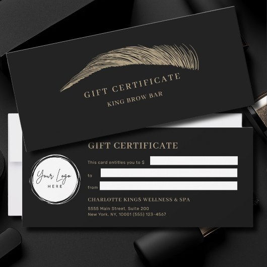 Minimale Augenbraue Schwarzes Logo-Geschenkgutsche