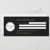 Minimale Augenbraue Schwarzes Logo-Geschenkgutsche (Rückseite)