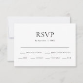 Minimale Auswahl an Schwarz-Weiß-Hochzeiten RSVP Karte (Vorderseite)