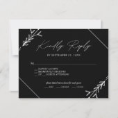 Minimale Auswahl an Schwarz-Weiß-Hochzeitsmenüs UA RSVP Karte (Vorderseite)
