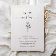Minimale Baby-Shower-Einladung mit Wildblumen