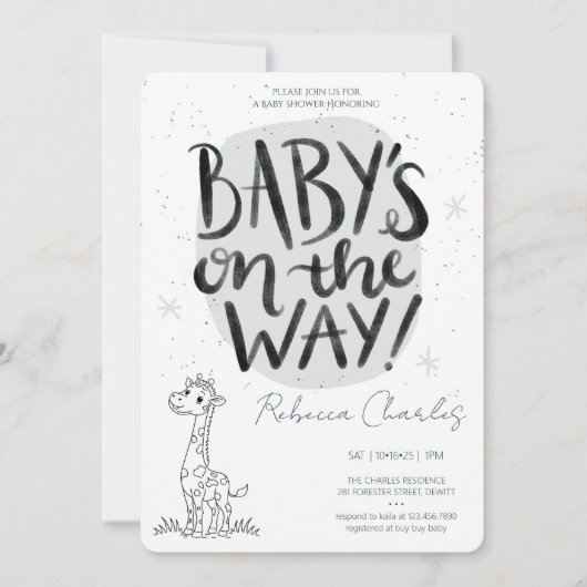 Minimale Babyparty Einladung (Vorderseite)