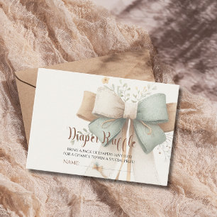 Minimale Babyparty-Windel-Raffle mit cremefarbener Begleitkarte