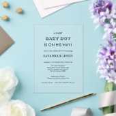 Minimale Babyshower-Typografie für Jungen Acryleinladungen (In Situ (Hochzeit))