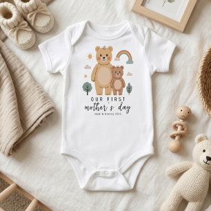 Minimale Bärin Mutter Baby Erster Muttertag Strampler
