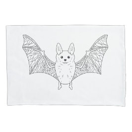 Minimale Bat Line Art mit offenem Flügel Halloween Kissenbezug