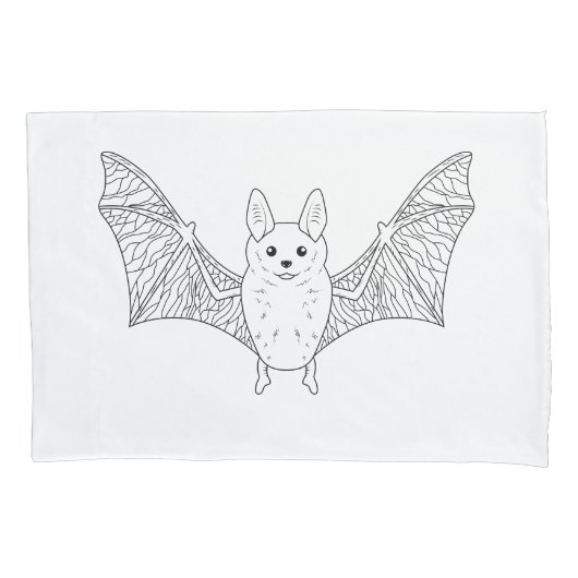 Minimale Bat Line Art mit offenem Flügel Halloween Kissenbezug (Vorderseite)