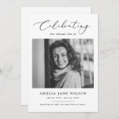 Minimale Beerdigung Gedenkfeier Foto Feier des Leb Einladung (Vorne/Hinten)