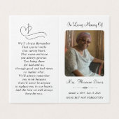 Minimale Beerdigungskarte für das Foto (Außenseite Aufgefaltet)