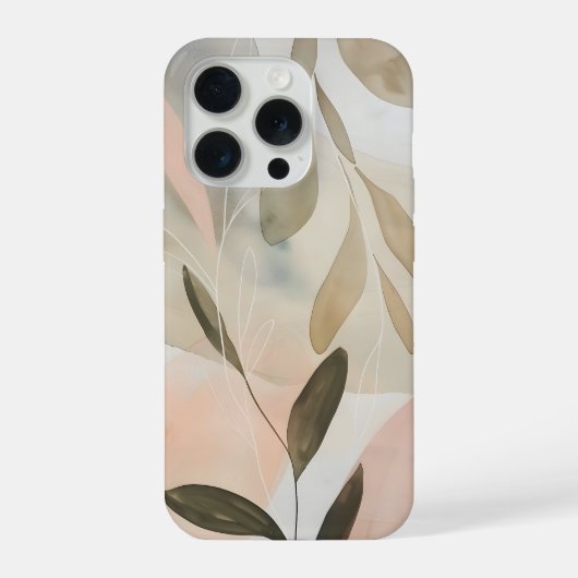 Minimale beige botanische Abstraktion mit weichen  iPhone Hülle (Rückseite)