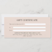 Minimale beige botanische Geschäft Geschenkgutsche (Rückseite)