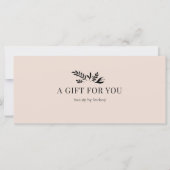 Minimale beige botanische Geschäft Geschenkgutsche (Vorderseite)
