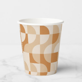 Minimale beige geometrische Papiertassen Pappbecher