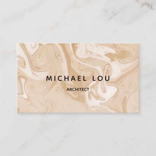 Minimale beige Marmortextur Moderne Visitenkarte (Vorderseite)