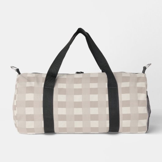 Minimale beige Schachbrettmuster Duffle Bag (Vorderseite)