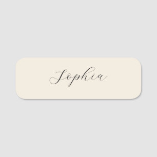 Minimale beige Schrift-Namensschilder Namensschild