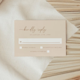 Minimale Beige-Script-Hochzeit RSVP Karte