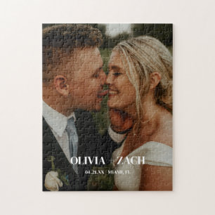 Minimale benutzerdefinierte Foto-Hochzeitspaar & - Puzzle