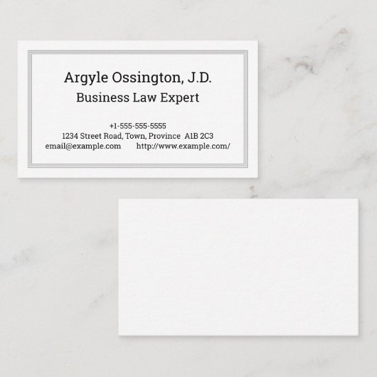 Minimale, Berufliche Anwaltskarte Visitenkarte (Vorne/Hinten)
