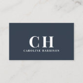 Minimale Berufliche einfache Monogram Navy Visitenkarte (Vorderseite)