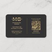 Minimale Berufliche Monogramm-Schwarze Initialen Visitenkarte (Rückseite)