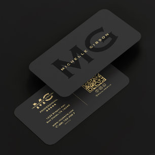 Minimale Berufliche Monogramm-Schwarze Initialen Visitenkarte