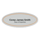 Minimale Berufliche Namenskompetenz Grau Oval Namenschild (Vorderseite)