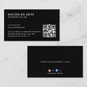 Minimale Berufliche QR Code Black Business Card Visitenkarte (Vorne/Hinten)