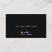 Minimale Berufliche QR Code Black Business Card Visitenkarte (Rückseite)