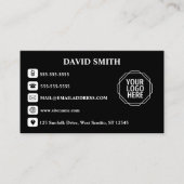 Minimale Berufliche QR Code Black Business Card Visitenkarte (Vorderseite)