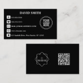 Minimale Berufliche QR Code Black Business Card Visitenkarte (Vorne/Hinten)