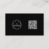 Minimale Berufliche QR Code Black Business Card Visitenkarte (Rückseite)