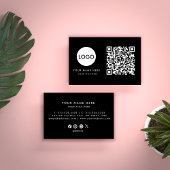 Minimale Berufliche QR Code Black Business Card Visitenkarte