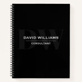 Minimale Berufliche Schwarz-Weiß-Monogramm Notizblock (Vorderseite)