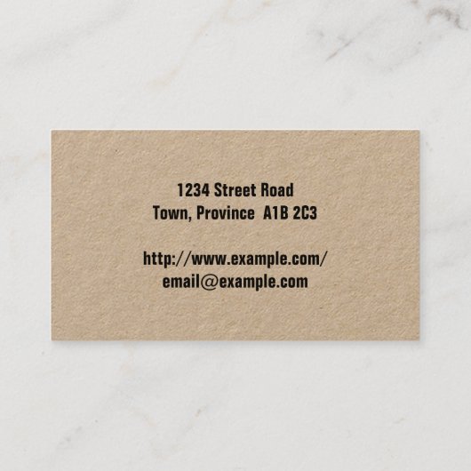 Minimale, Berufliche Visitenkarte (Rückseite)