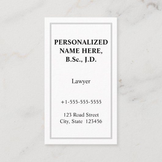 Minimale, Berufliche Visitenkarte (Vorderseite)