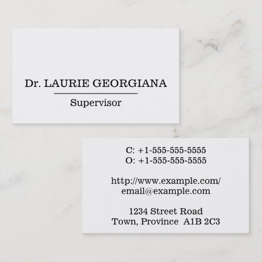 Minimale, Berufliche Visitenkarte (Vorne/Hinten)