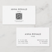 Minimale Berufliche White QR Code Business Card Visitenkarte (Vorne/Hinten)