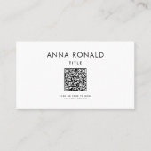 Minimale Berufliche White QR Code Business Card Visitenkarte (Vorderseite)