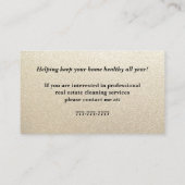 Minimale Berufliche Zuhause-Cleaning-Visitenkarte Visitenkarte (Rückseite)