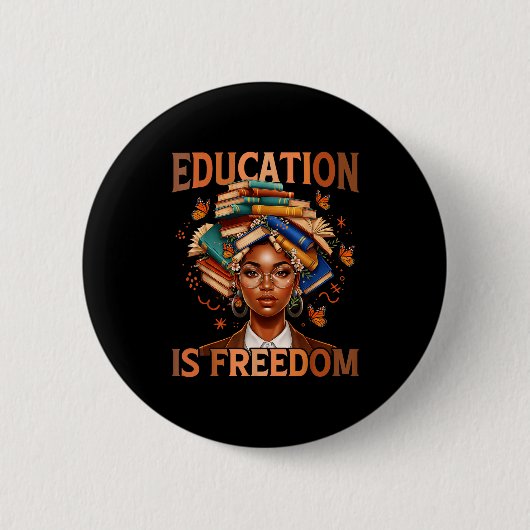 Minimale Bildungsfreiheit Schwarze Lehrer Bücher Button (Vorderseite)