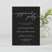 Minimale Black Modern Engagement Party Einladung (Stehend Vorderseite)